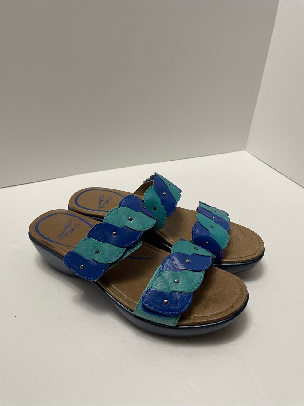 Dansko Blue & Teal Slide Sandals Sz (EU) 38 - (US) 8